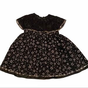 Handmade Special Occasion Gauzy Toddler Girl's Dress Black Satin Size 2T